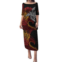 Papua New Guinea Sepik Personalised Puletasi PNG Bird of Paradise Tattoo LT9 Long Dress Black - Polynesian Pride