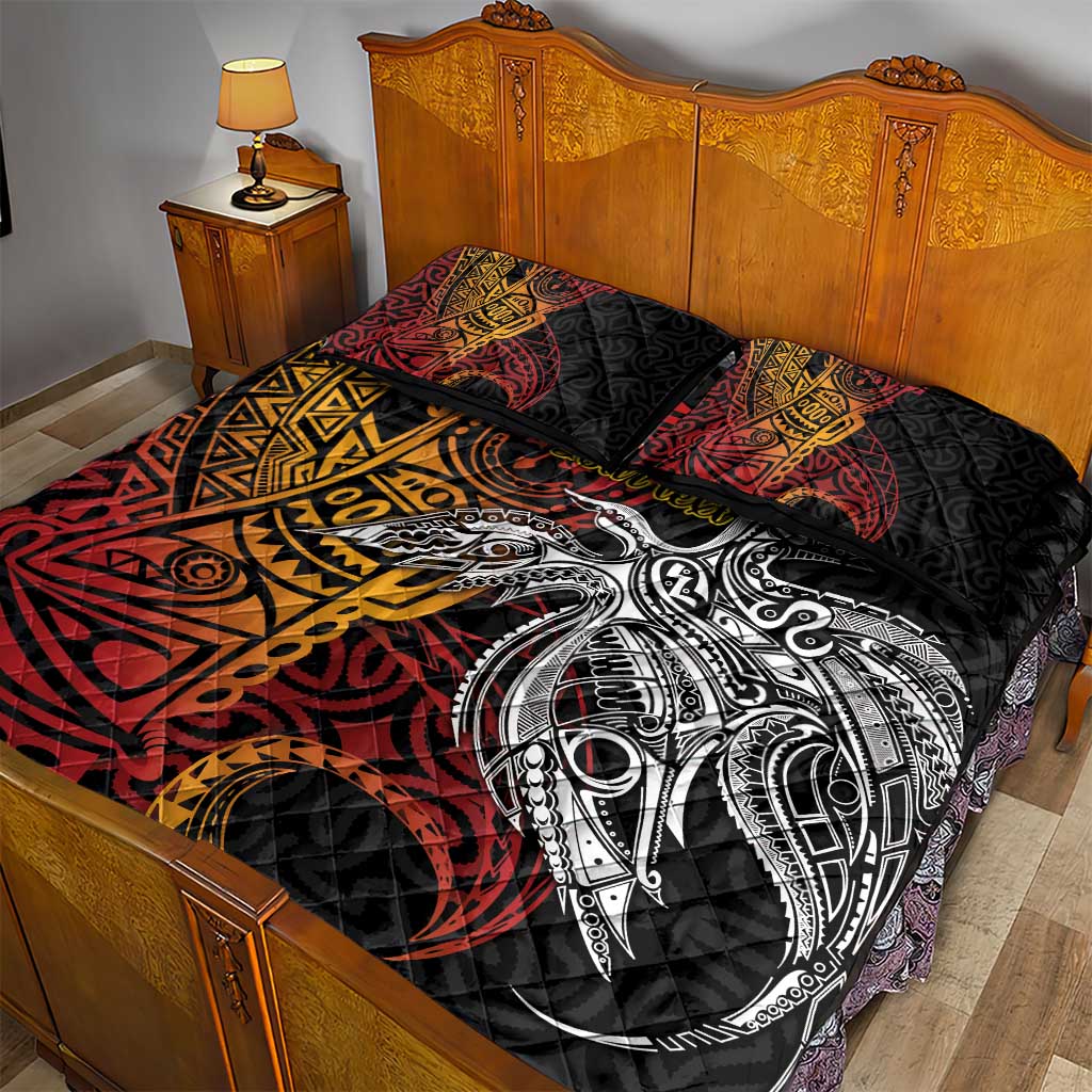 Papua New Guinea Sepik Personalised Quilt Bed Set PNG Bird of Paradise Tattoo LT9 - Polynesian Pride