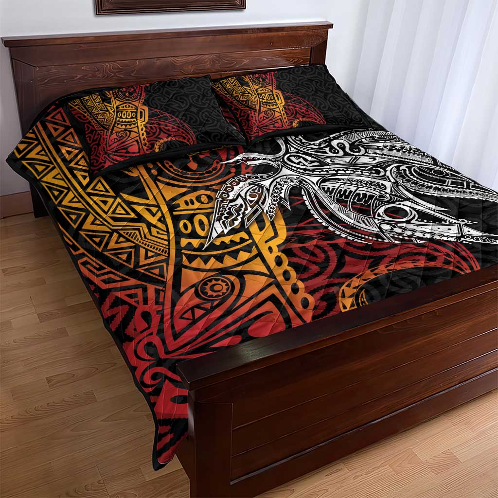 Papua New Guinea Sepik Personalised Quilt Bed Set PNG Bird of Paradise Tattoo LT9 - Polynesian Pride