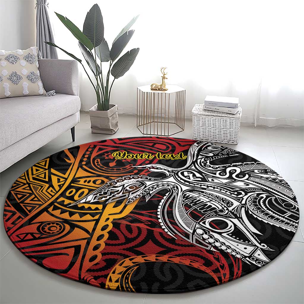 Papua New Guinea Sepik Personalised Round Carpet PNG Bird of Paradise Tattoo LT9 - Polynesian Pride
