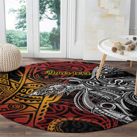 Papua New Guinea Sepik Personalised Round Carpet PNG Bird of Paradise Tattoo LT9 - Polynesian Pride