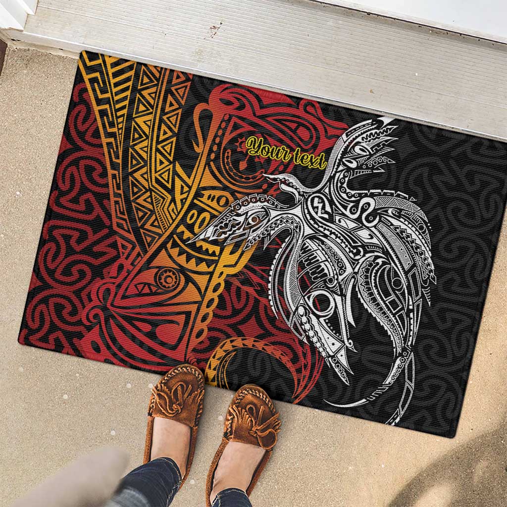 Papua New Guinea Sepik Personalised Rubber Doormat PNG Bird of Paradise Tattoo LT9 - Polynesian Pride