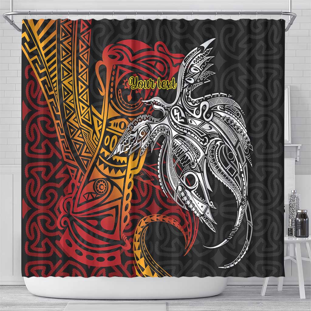 Papua New Guinea Sepik Personalised Shower Curtain PNG Bird of Paradise Tattoo LT9 - Polynesian Pride