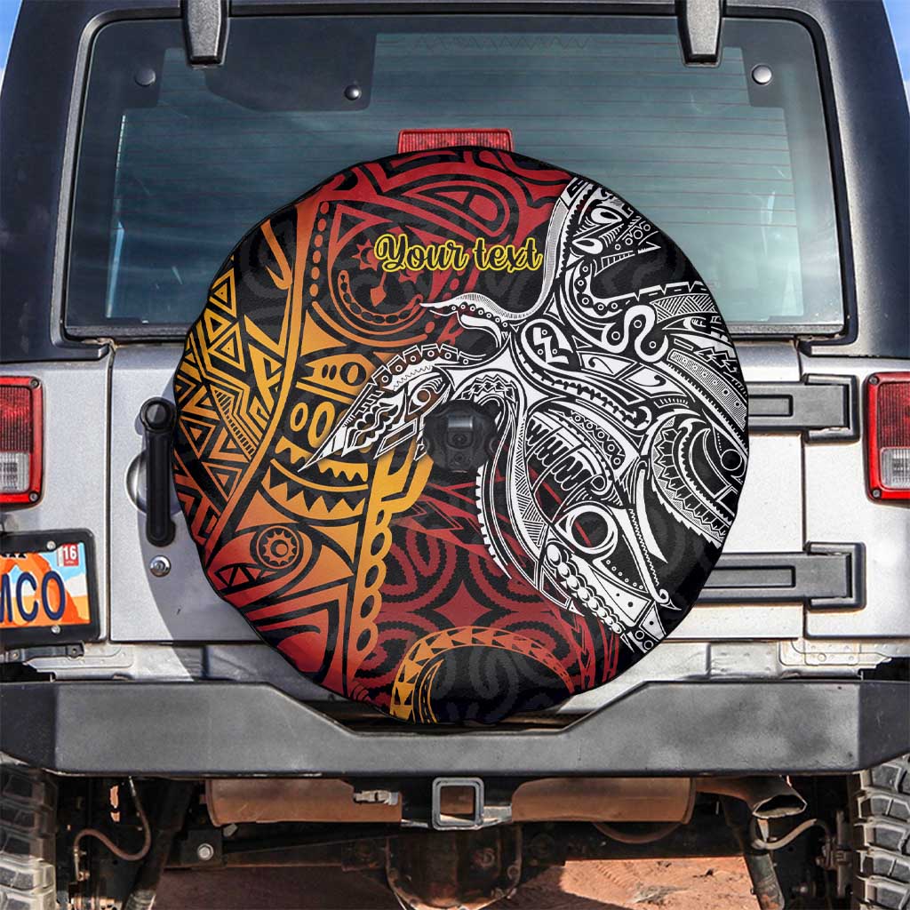 Papua New Guinea Sepik Personalised Spare Tire Cover PNG Bird of Paradise Tattoo LT9 Black - Polynesian Pride