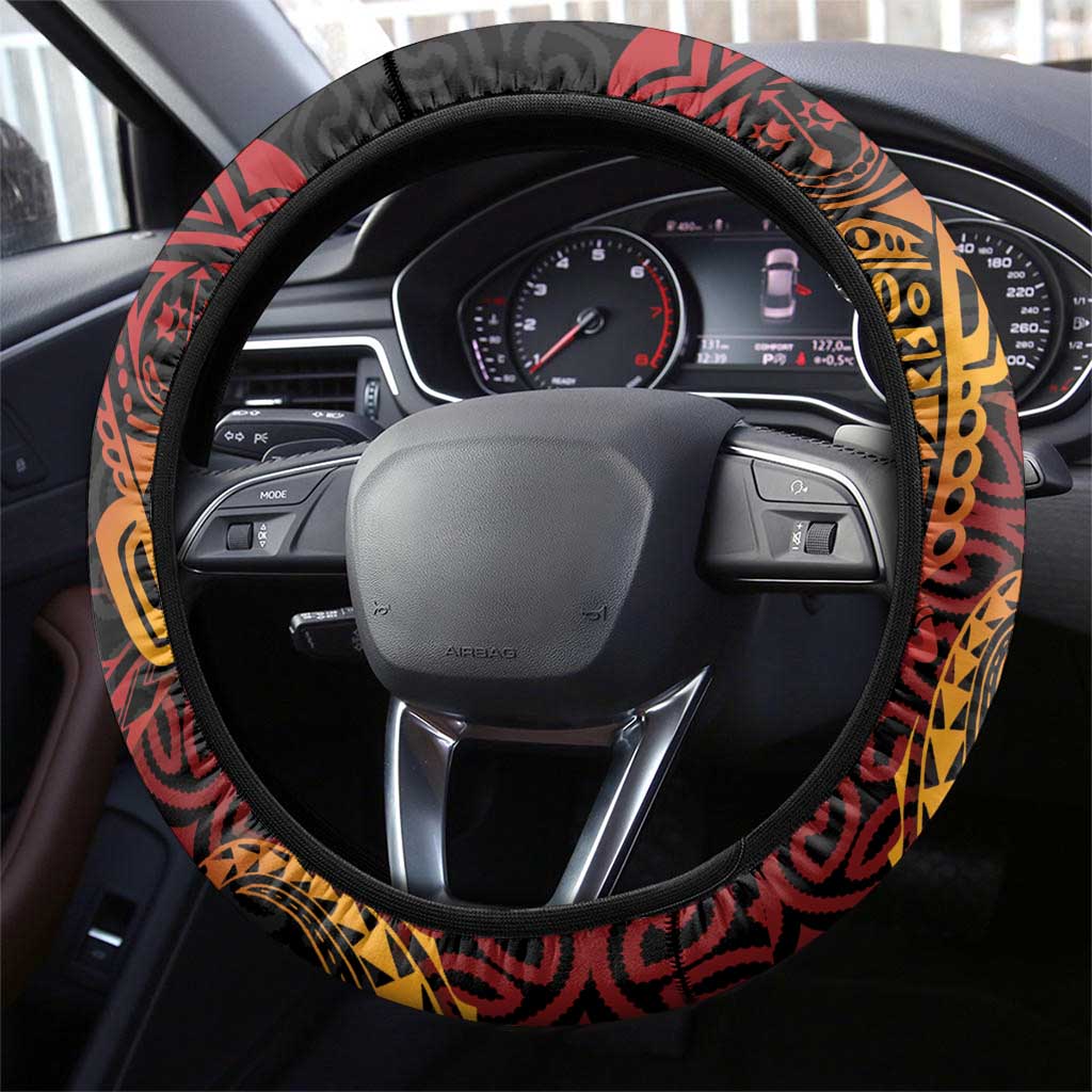 Papua New Guinea Sepik Steering Wheel Cover PNG Bird of Paradise Tattoo LT9 - Polynesian Pride