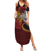 Papua New Guinea Sepik Personalised Summer Maxi Dress PNG Bird of Paradise Tattoo LT9 Women Black - Polynesian Pride