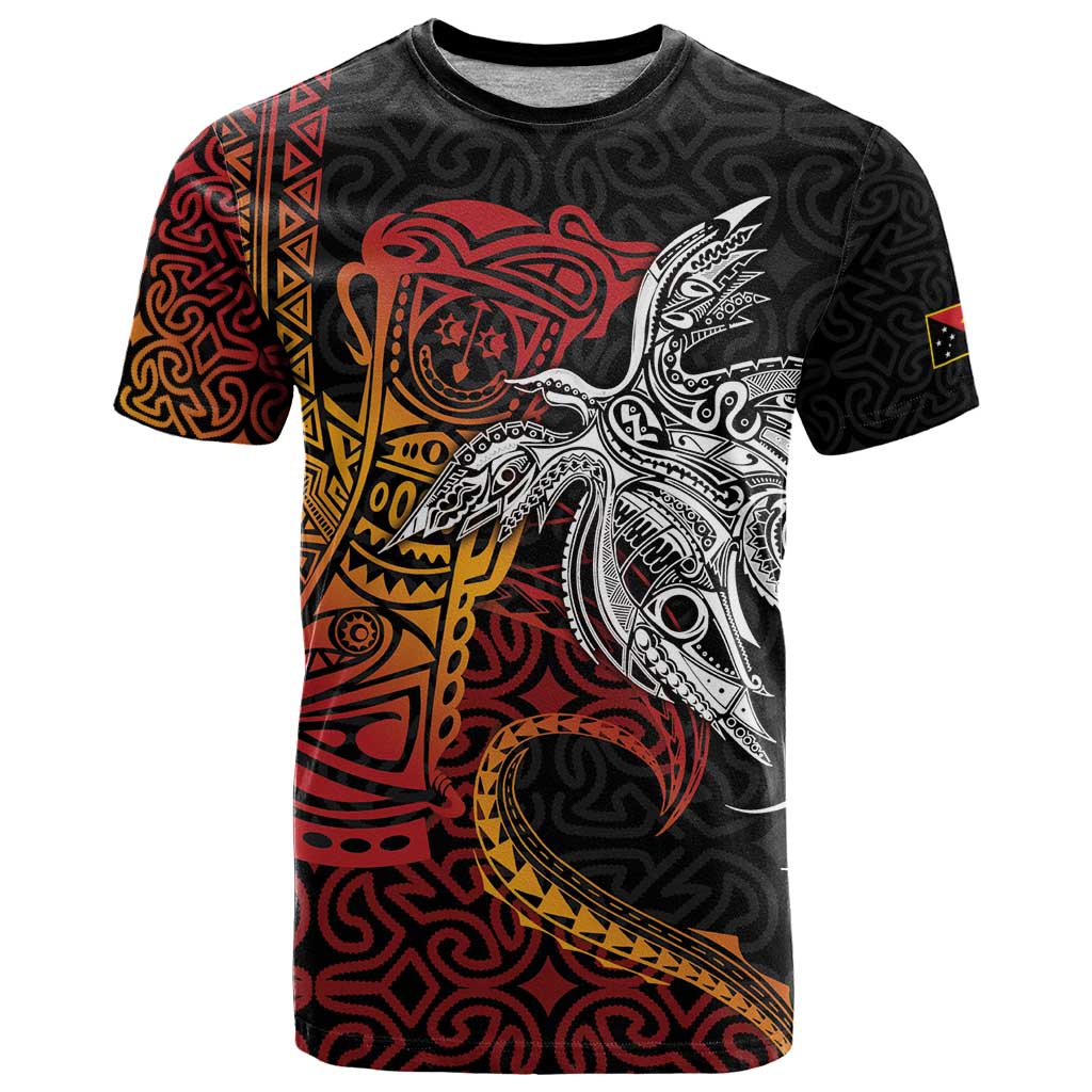 Papua New Guinea Sepik Personalised T Shirt PNG Bird of Paradise Tattoo LT9 Black - Polynesian Pride
