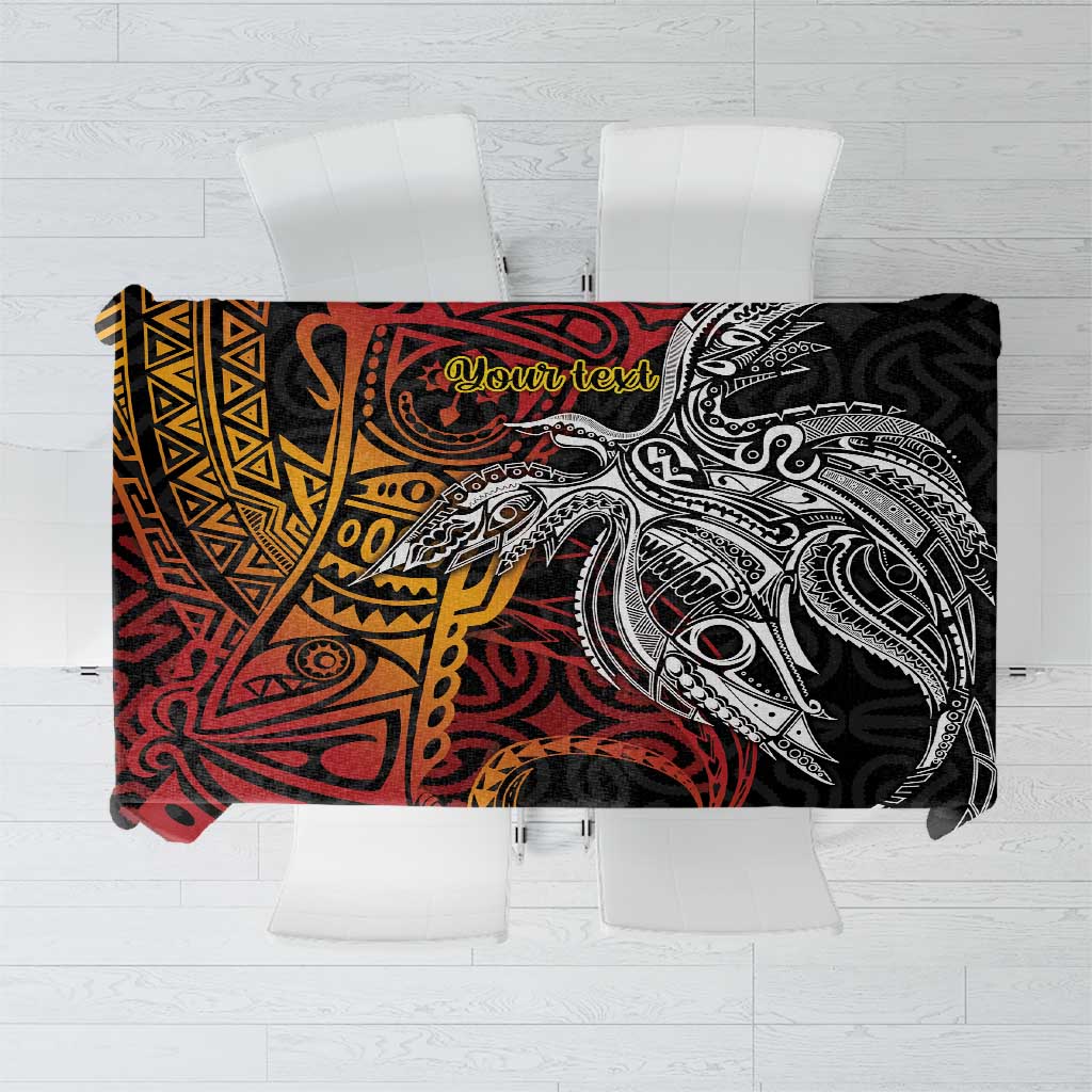 Papua New Guinea Sepik Personalised Tablecloth PNG Bird of Paradise Tattoo LT9 Black - Polynesian Pride