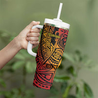 Papua New Guinea Sepik Personalised Tumbler With Handle PNG Bird of Paradise Tattoo LT9 - Polynesian Pride