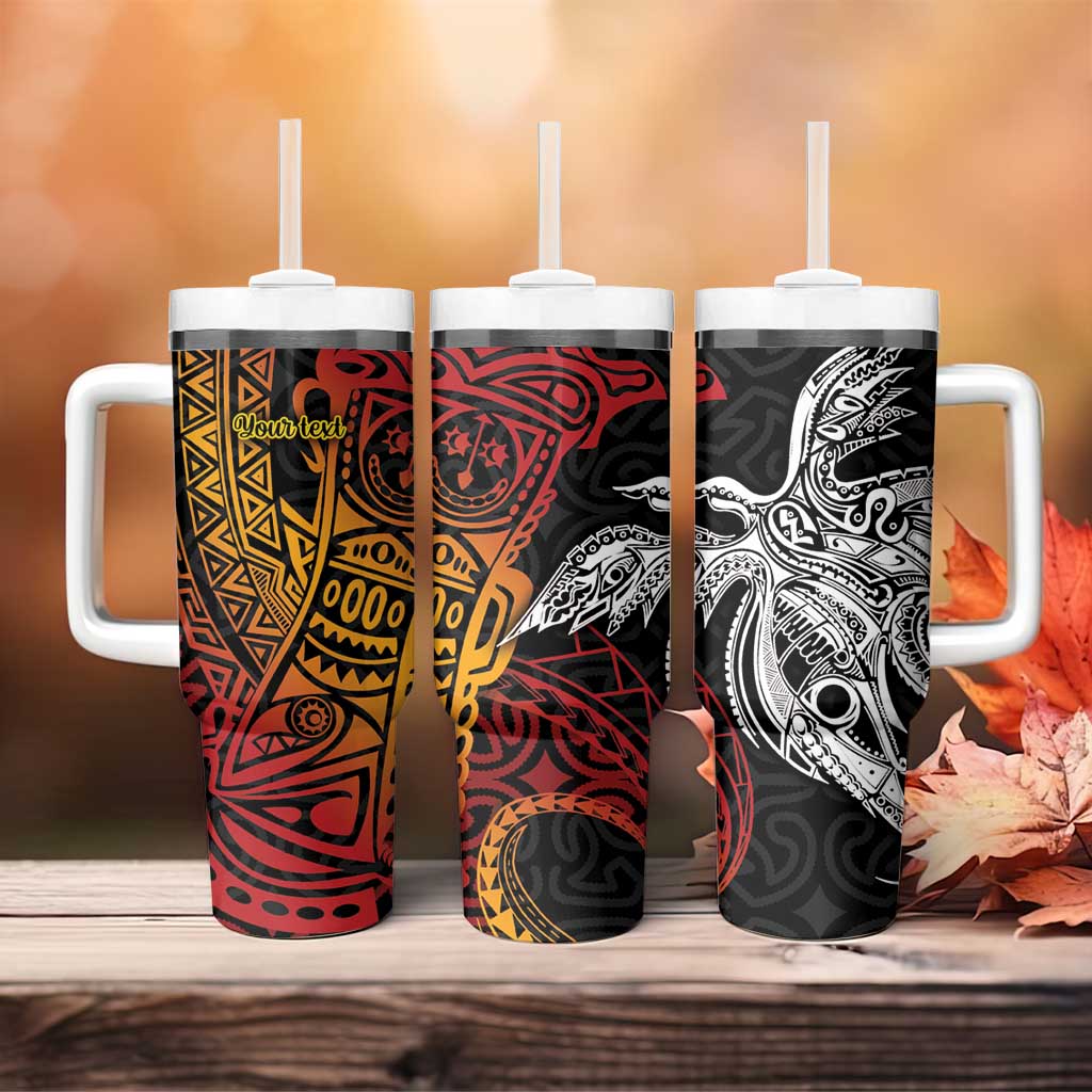 Papua New Guinea Sepik Personalised Tumbler With Handle PNG Bird of Paradise Tattoo LT9 - Polynesian Pride