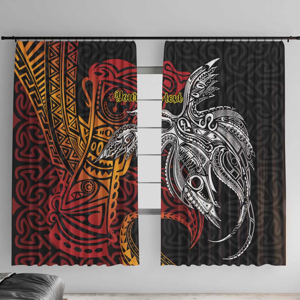 Papua New Guinea Sepik Personalised Window Curtain PNG Bird of Paradise Tattoo LT9 With Hooks Black - Polynesian Pride