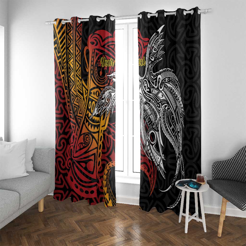 Papua New Guinea Sepik Personalised Window Curtain PNG Bird of Paradise Tattoo LT9 With Grommets Black - Polynesian Pride
