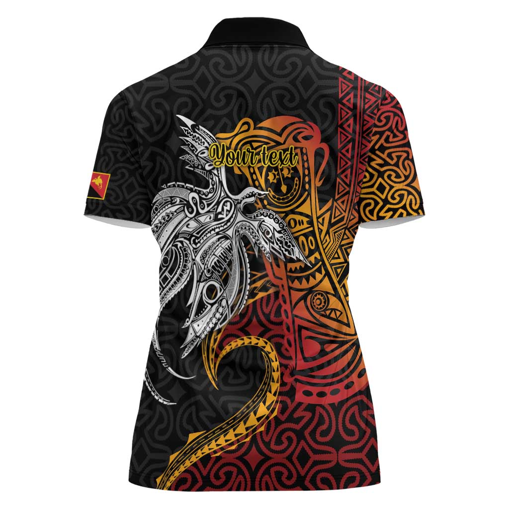 Papua New Guinea Sepik Personalised Women Polo Shirt PNG Bird of Paradise Tattoo LT9 - Polynesian Pride