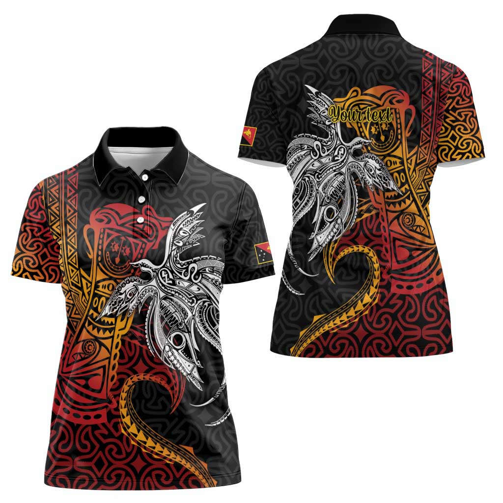 Papua New Guinea Sepik Personalised Women Polo Shirt PNG Bird of Paradise Tattoo LT9 - Polynesian Pride