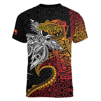 Papua New Guinea Sepik Personalised Women V-Neck T-Shirt PNG Bird of Paradise Tattoo LT9 - Polynesian Pride