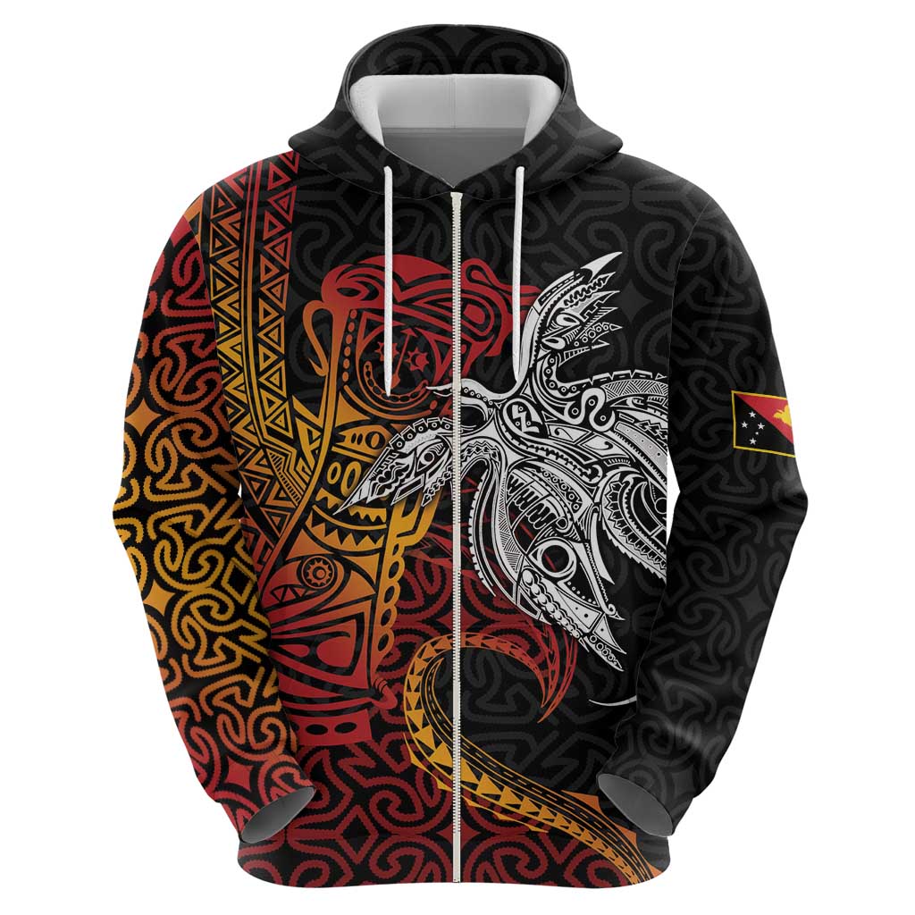 Papua New Guinea Sepik Personalised Zip Hoodie PNG Bird of Paradise Tattoo LT9 - Polynesian Pride