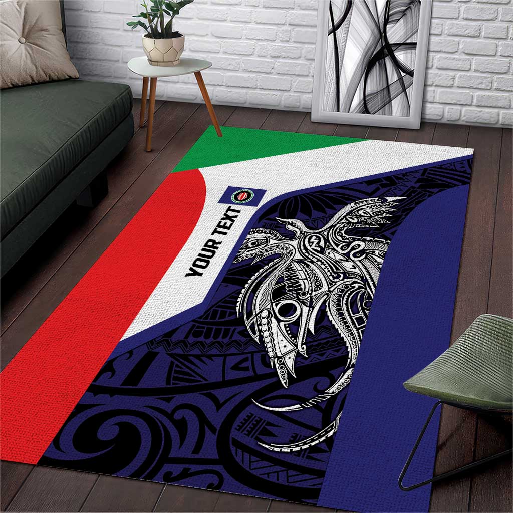 Personalised PNG Bougainville Area Rug Bird of Paradise Tattoo Flag Motif LT9 Blue - Polynesian Pride