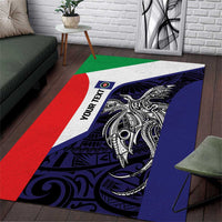 Personalised PNG Bougainville Area Rug Bird of Paradise Tattoo Flag Motif LT9 Blue - Polynesian Pride