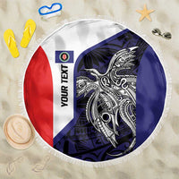 Personalised PNG Bougainville Beach Blanket Bird of Paradise Tattoo Flag Motif LT9 One Size 150cm Blue - Polynesian Pride