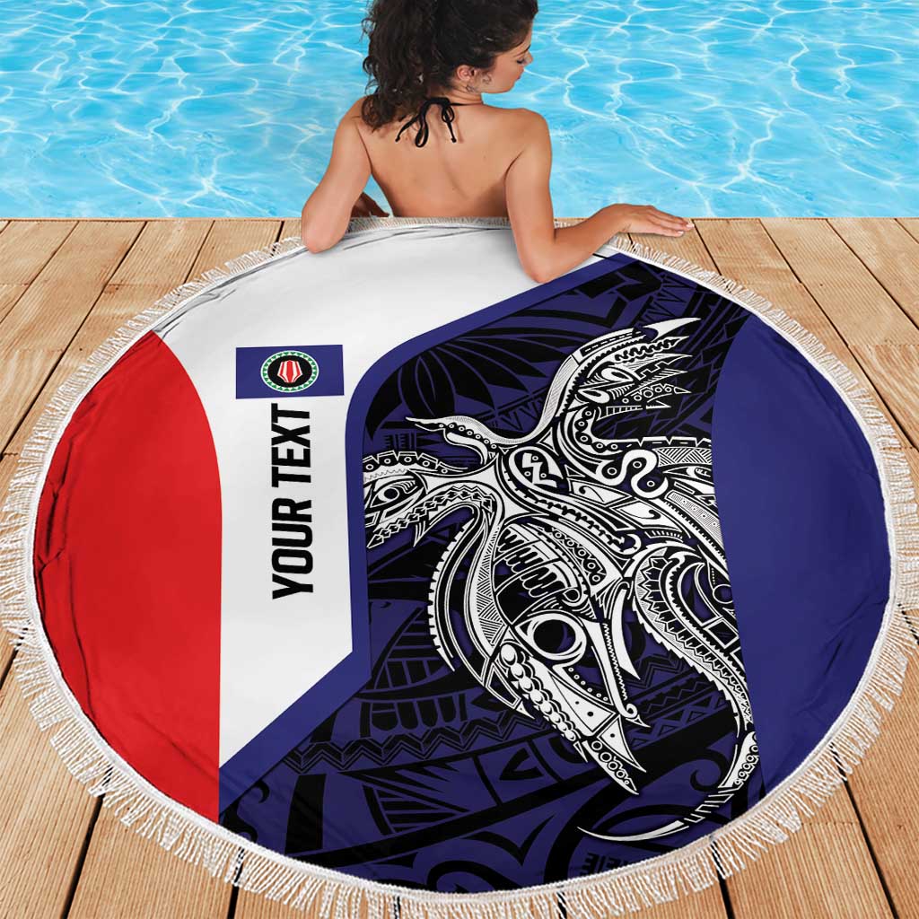 Personalised PNG Bougainville Beach Blanket Bird of Paradise Tattoo Flag Motif LT9 - Polynesian Pride