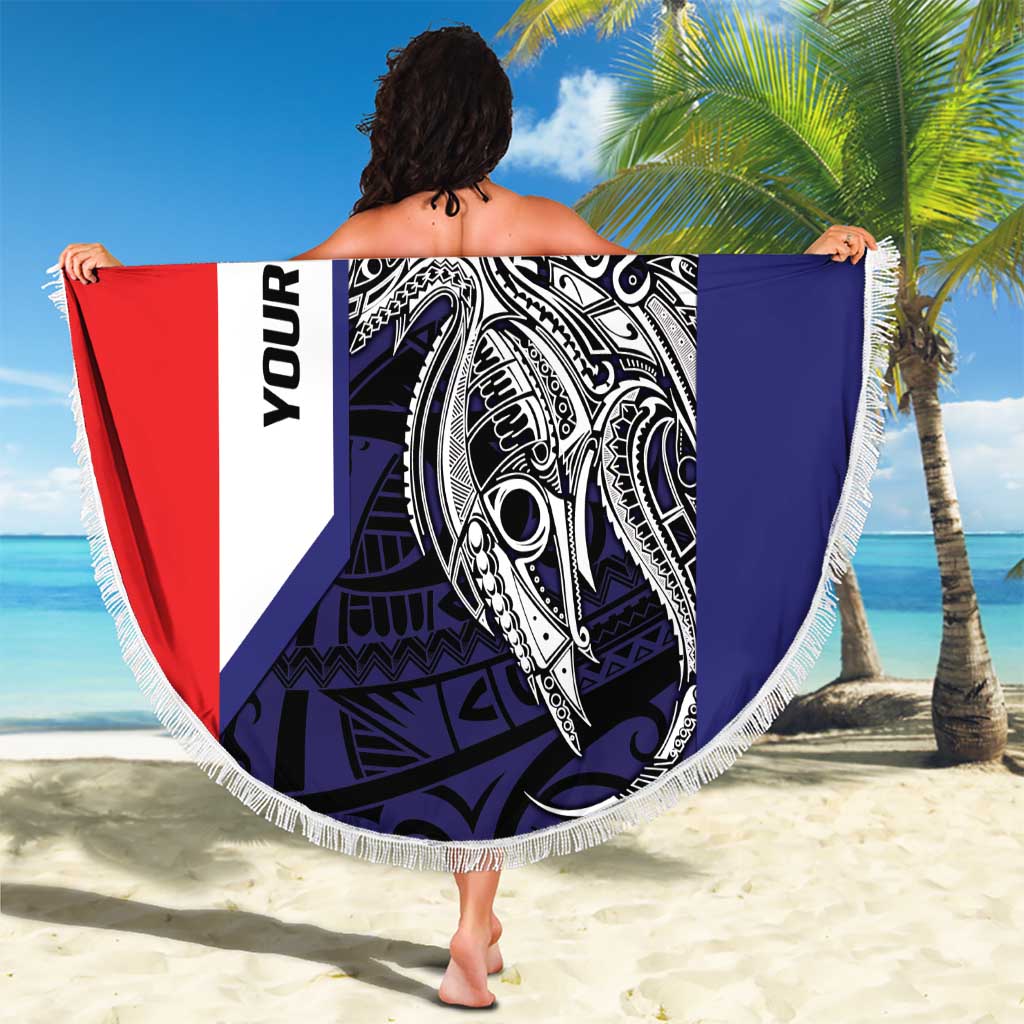 Personalised PNG Bougainville Beach Blanket Bird of Paradise Tattoo Flag Motif LT9 - Polynesian Pride