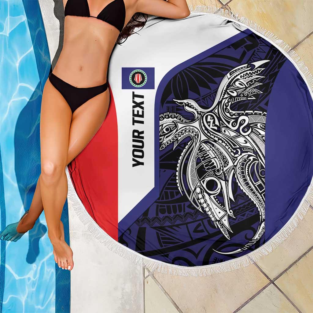 Personalised PNG Bougainville Beach Blanket Bird of Paradise Tattoo Flag Motif LT9 - Polynesian Pride