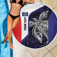 Personalised PNG Bougainville Beach Blanket Bird of Paradise Tattoo Flag Motif LT9 - Polynesian Pride