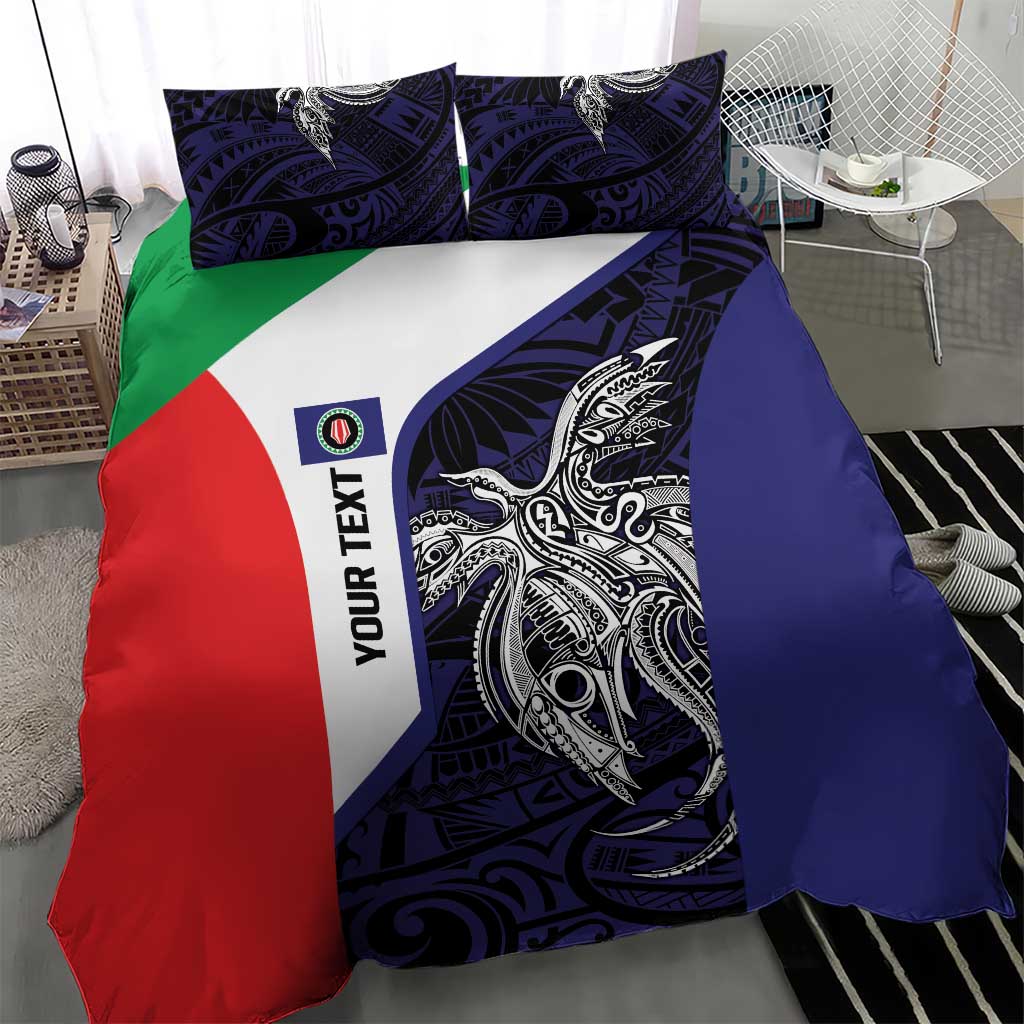 Personalised PNG Bougainville Bedding Set Bird of Paradise Tattoo Flag Motif LT9 - Polynesian Pride