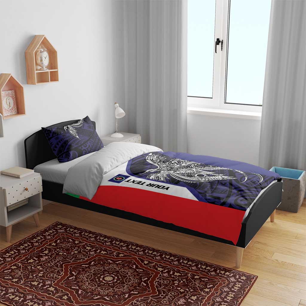 Personalised PNG Bougainville Bedding Set Bird of Paradise Tattoo Flag Motif LT9 - Polynesian Pride