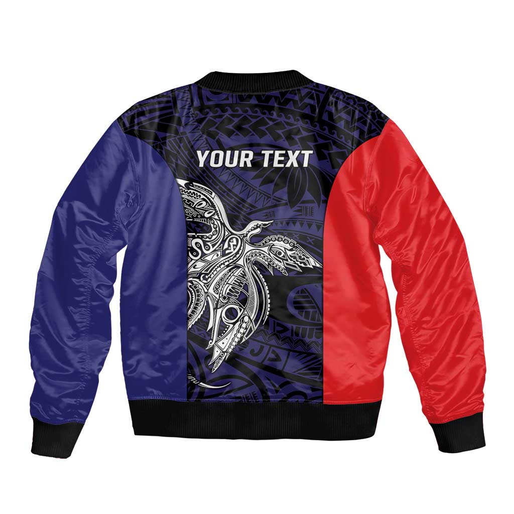 Personalised PNG Bougainville Bomber Jacket Bird of Paradise Tattoo Flag Motif LT9 - Polynesian Pride