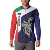 Personalised PNG Bougainville Button Sweatshirt Bird of Paradise Tattoo Flag Motif LT9 - Polynesian Pride
