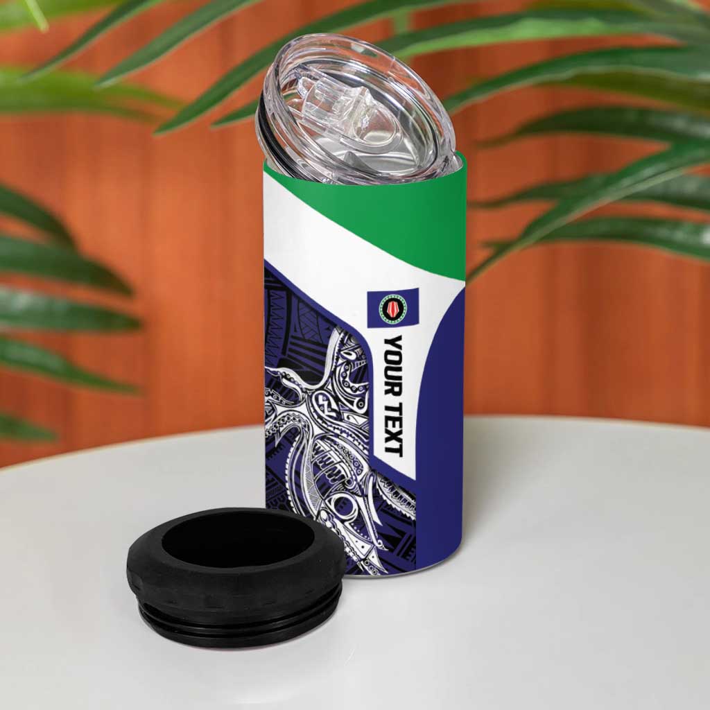 Personalised PNG Bougainville 4 in 1 Can Cooler Tumbler Bird of Paradise Tattoo Flag Motif LT9 - Polynesian Pride