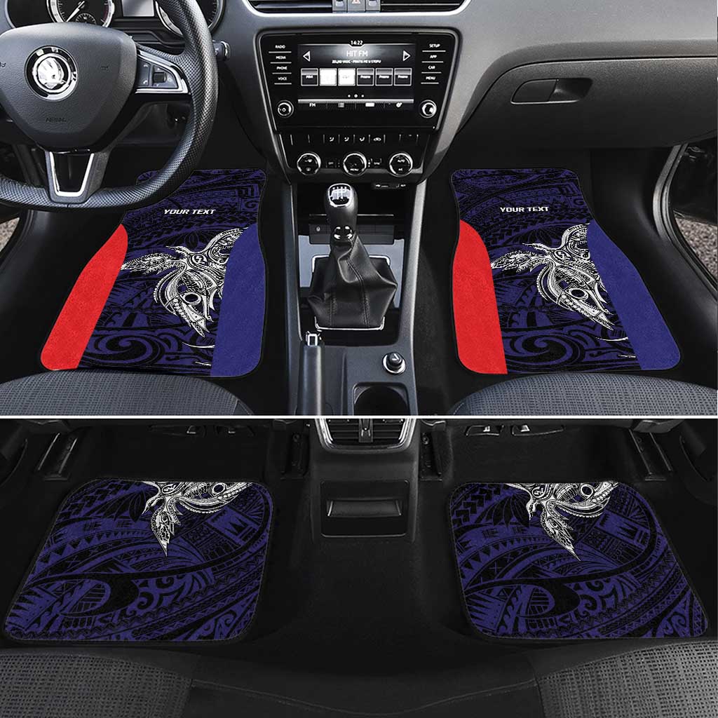 Personalised PNG Bougainville Car Mats Bird of Paradise Tattoo Flag Motif LT9 Set 4pcs Blue - Polynesian Pride