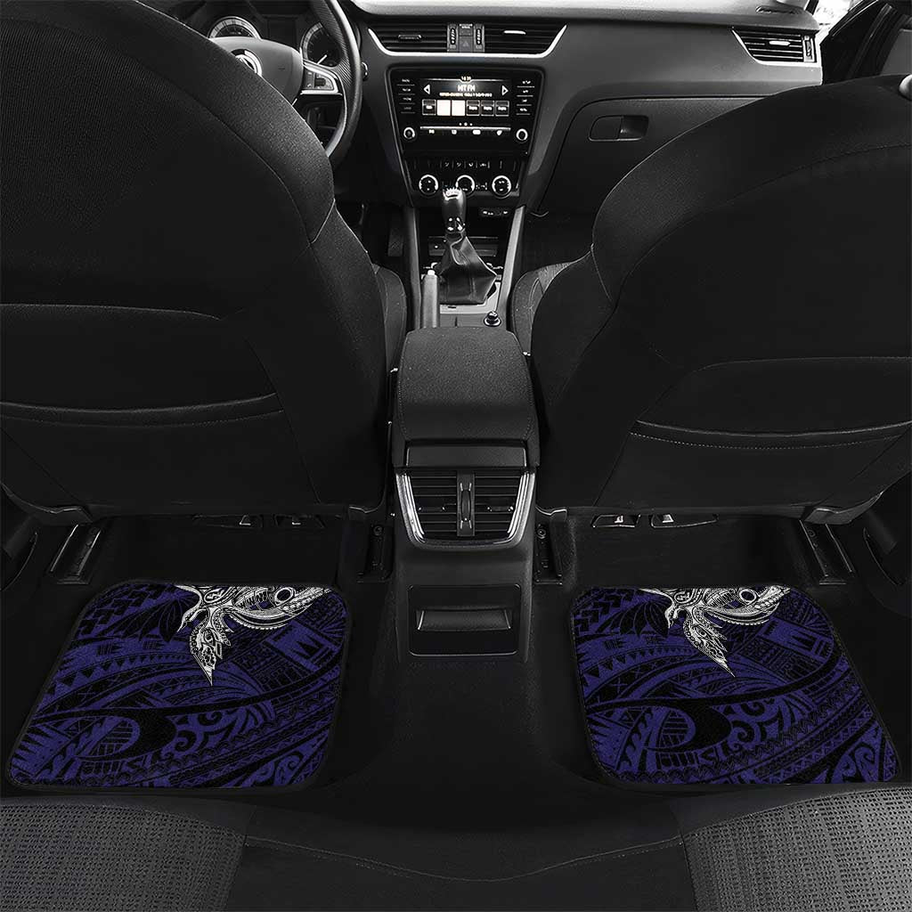 Personalised PNG Bougainville Car Mats Bird of Paradise Tattoo Flag Motif LT9 Set 2pcs - Back Blue - Polynesian Pride