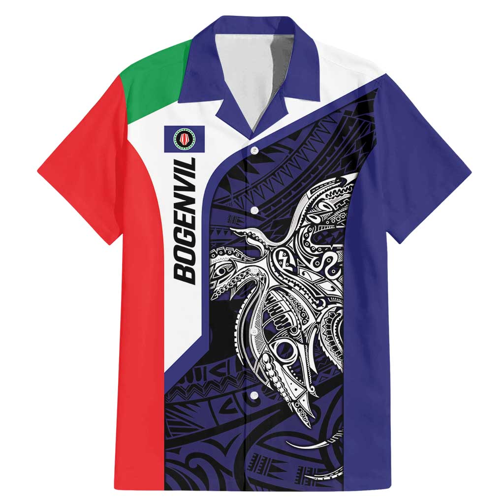 Personalised PNG Bougainville Family Matching Mermaid Dress and Hawaiian Shirt Bird of Paradise Tattoo Flag Motif LT9 Dad's Shirt - Short Sleeve Blue - Polynesian Pride