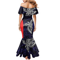 Personalised PNG Bougainville Family Matching Mermaid Dress and Hawaiian Shirt Bird of Paradise Tattoo Flag Motif LT9 - Polynesian Pride