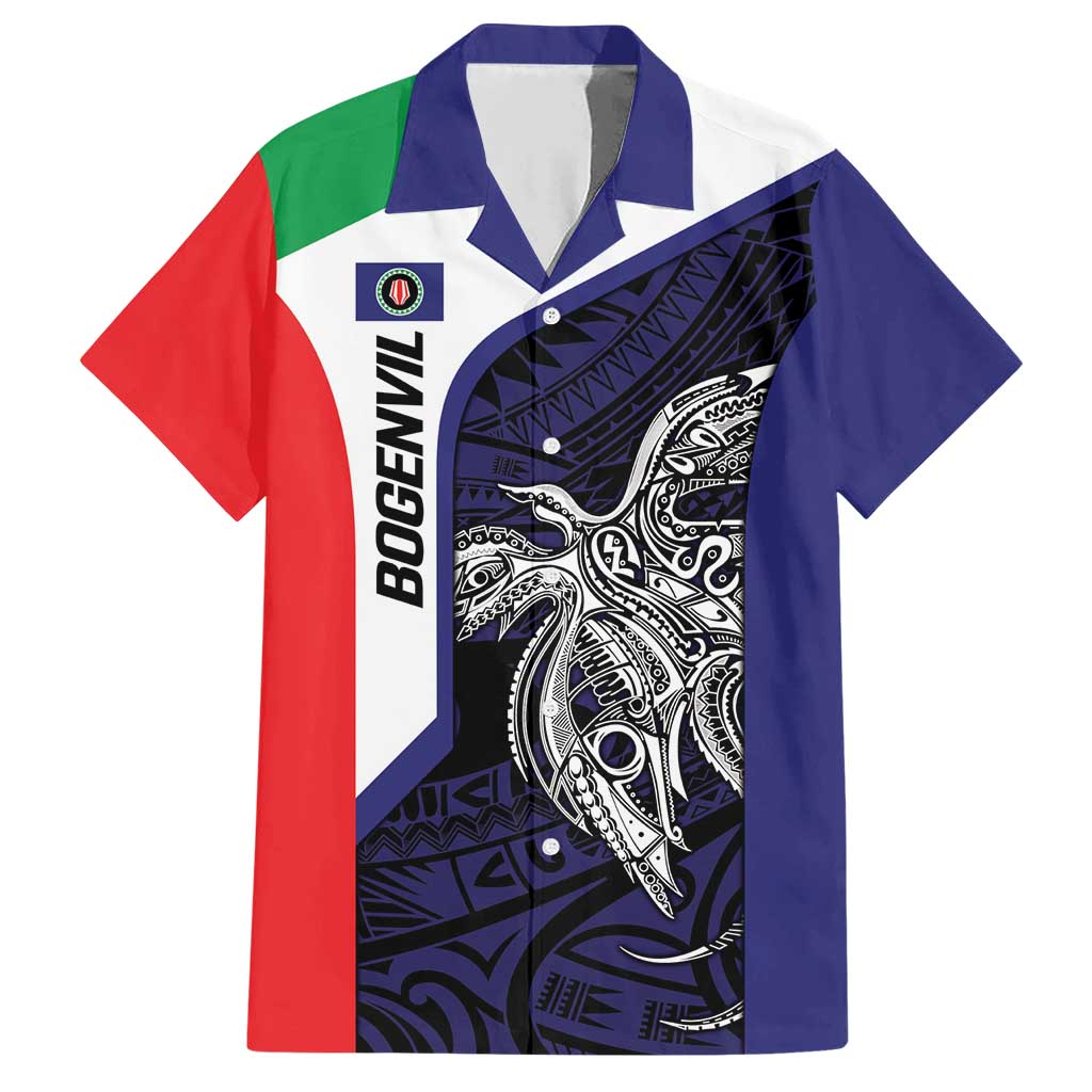 Personalised PNG Bougainville Family Matching Short Sleeve Bodycon Dress and Hawaiian Shirt Bird of Paradise Tattoo Flag Motif LT9 Dad's Shirt - Short Sleeve Blue - Polynesian Pride