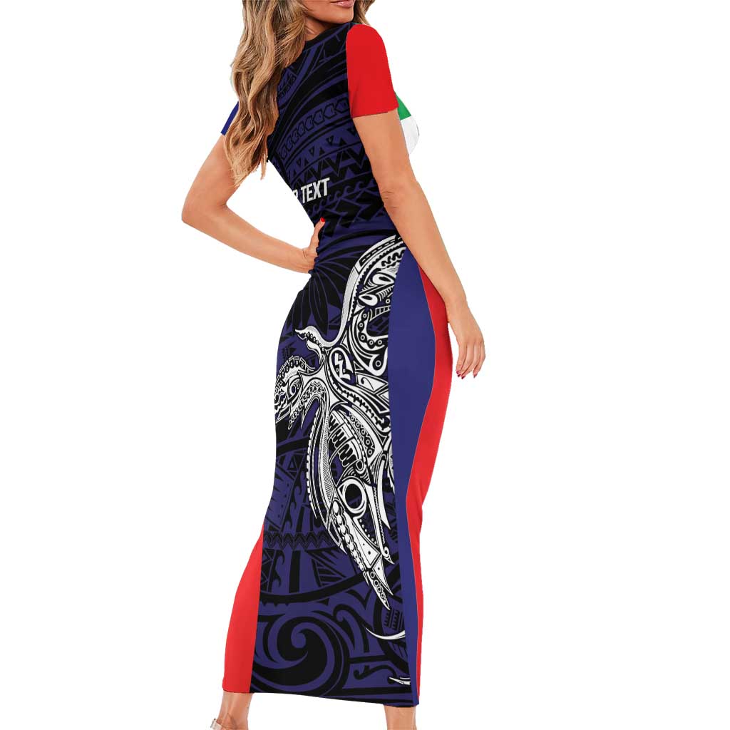 Personalised PNG Bougainville Family Matching Short Sleeve Bodycon Dress and Hawaiian Shirt Bird of Paradise Tattoo Flag Motif LT9 - Polynesian Pride