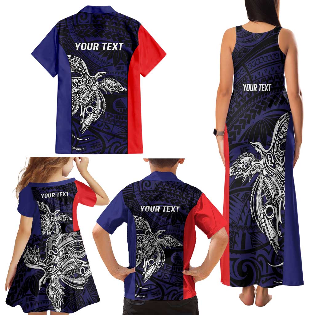 Personalised PNG Bougainville Family Matching Tank Maxi Dress and Hawaiian Shirt Bird of Paradise Tattoo Flag Motif LT9 - Polynesian Pride