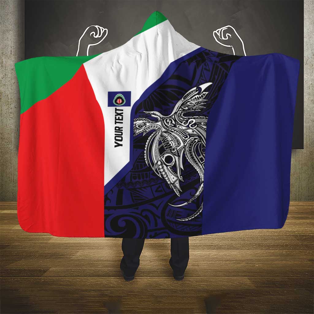 Personalised PNG Bougainville Hooded Blanket Bird of Paradise Tattoo Flag Motif LT9 - Polynesian Pride