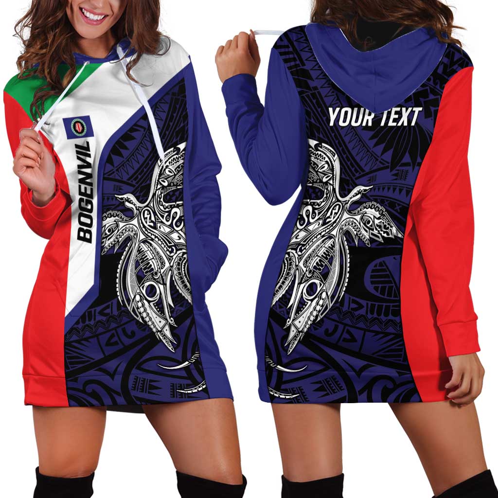 Personalised PNG Bougainville Hoodie Dress Bird of Paradise Tattoo Flag Motif LT9 - Polynesian Pride