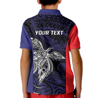 Personalised PNG Bougainville Kid Polo Shirt Bird of Paradise Tattoo Flag Motif LT9 - Polynesian Pride