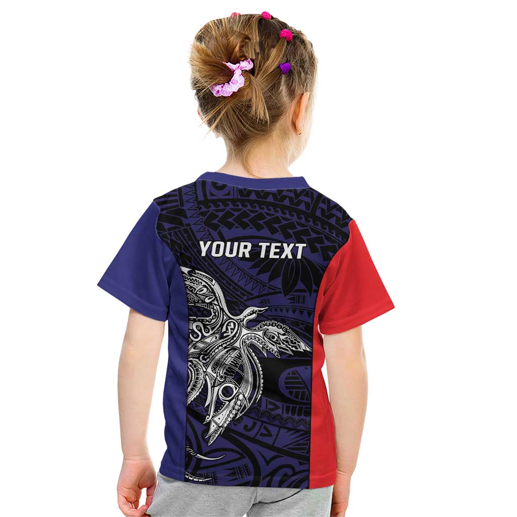 Personalised PNG Bougainville Kid T Shirt Bird of Paradise Tattoo Flag Motif LT9 - Polynesian Pride
