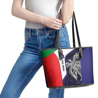 Personalised PNG Bougainville Leather Tote Bag Bird of Paradise Tattoo Flag Motif LT9 - Polynesian Pride