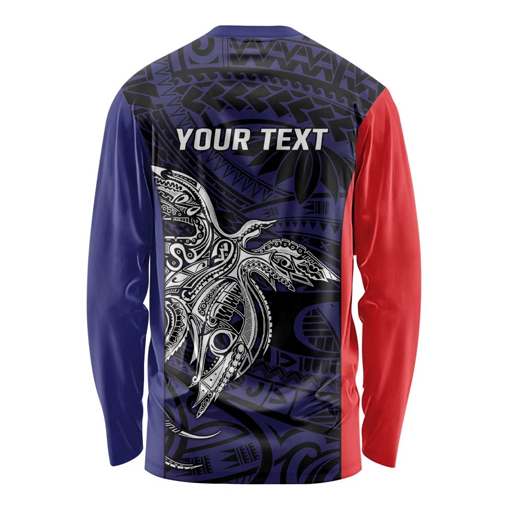 Personalised PNG Bougainville Long Sleeve Shirt Bird of Paradise Tattoo Flag Motif LT9 - Polynesian Pride
