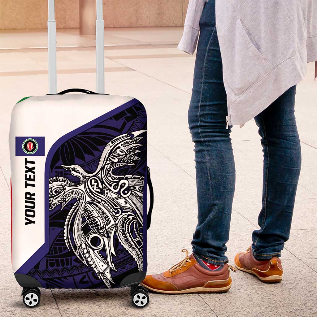 Personalised PNG Bougainville Luggage Cover Bird of Paradise Tattoo Flag Motif LT9 Blue - Polynesian Pride