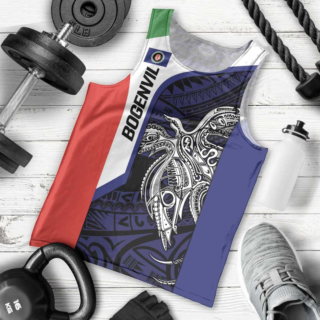 Personalised PNG Bougainville Men Tank Top Bird of Paradise Tattoo Flag Motif LT9 - Polynesian Pride