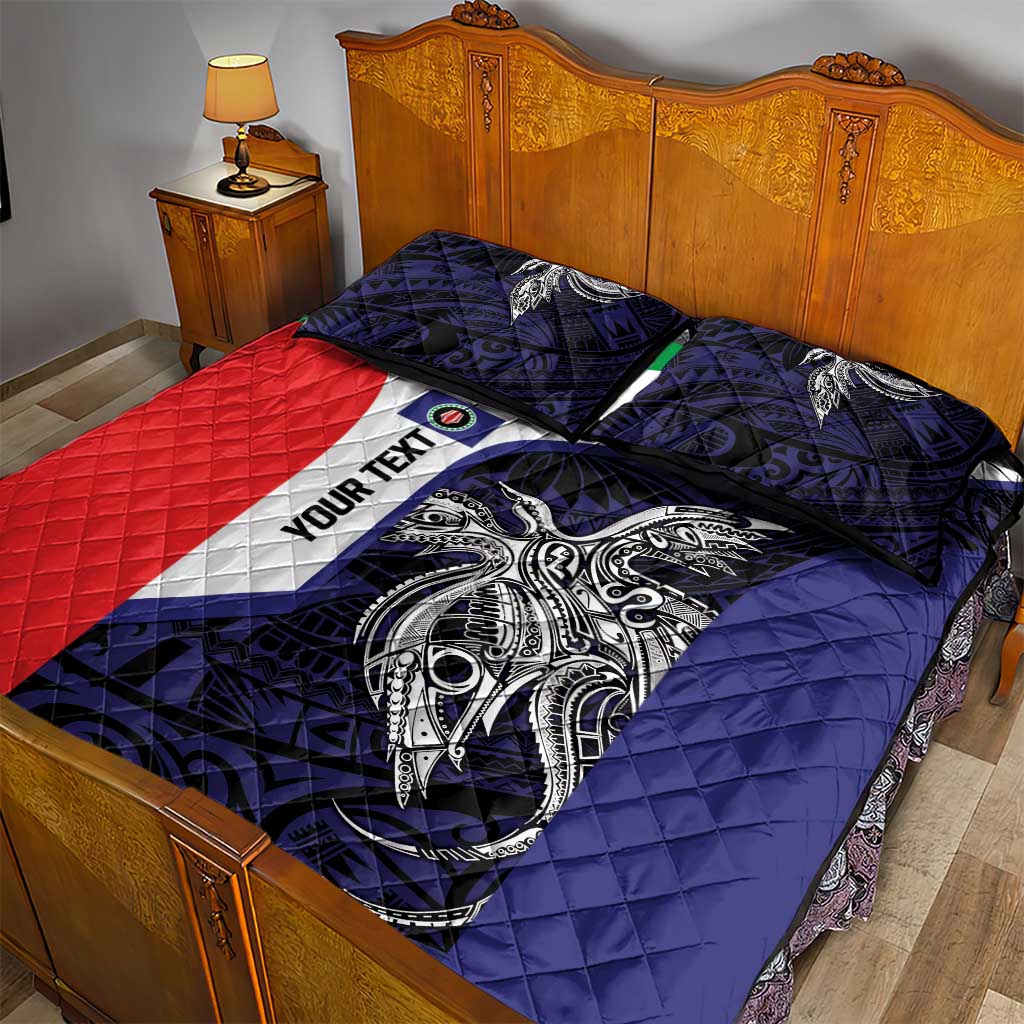 Personalised PNG Bougainville Quilt Bed Set Bird of Paradise Tattoo Flag Motif LT9 - Polynesian Pride