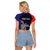 Personalised PNG Bougainville Raglan Cropped T Shirt Bird of Paradise Tattoo Flag Motif LT9 - Polynesian Pride