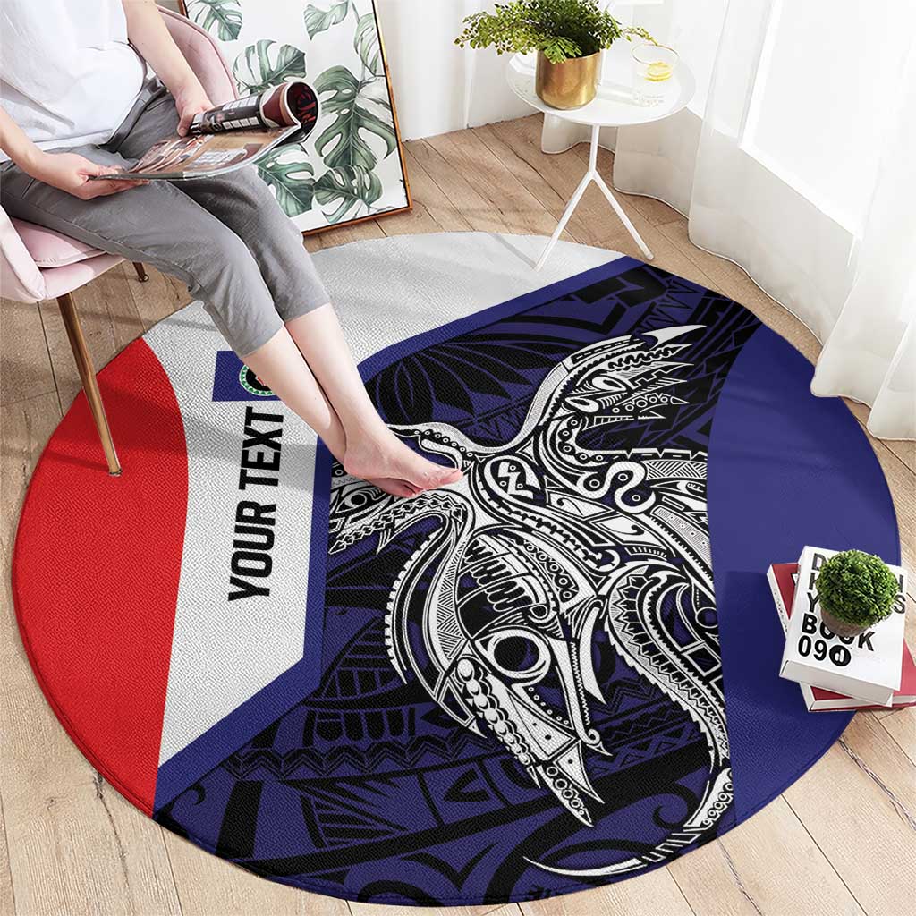Personalised PNG Bougainville Round Carpet Bird of Paradise Tattoo Flag Motif LT9 - Polynesian Pride